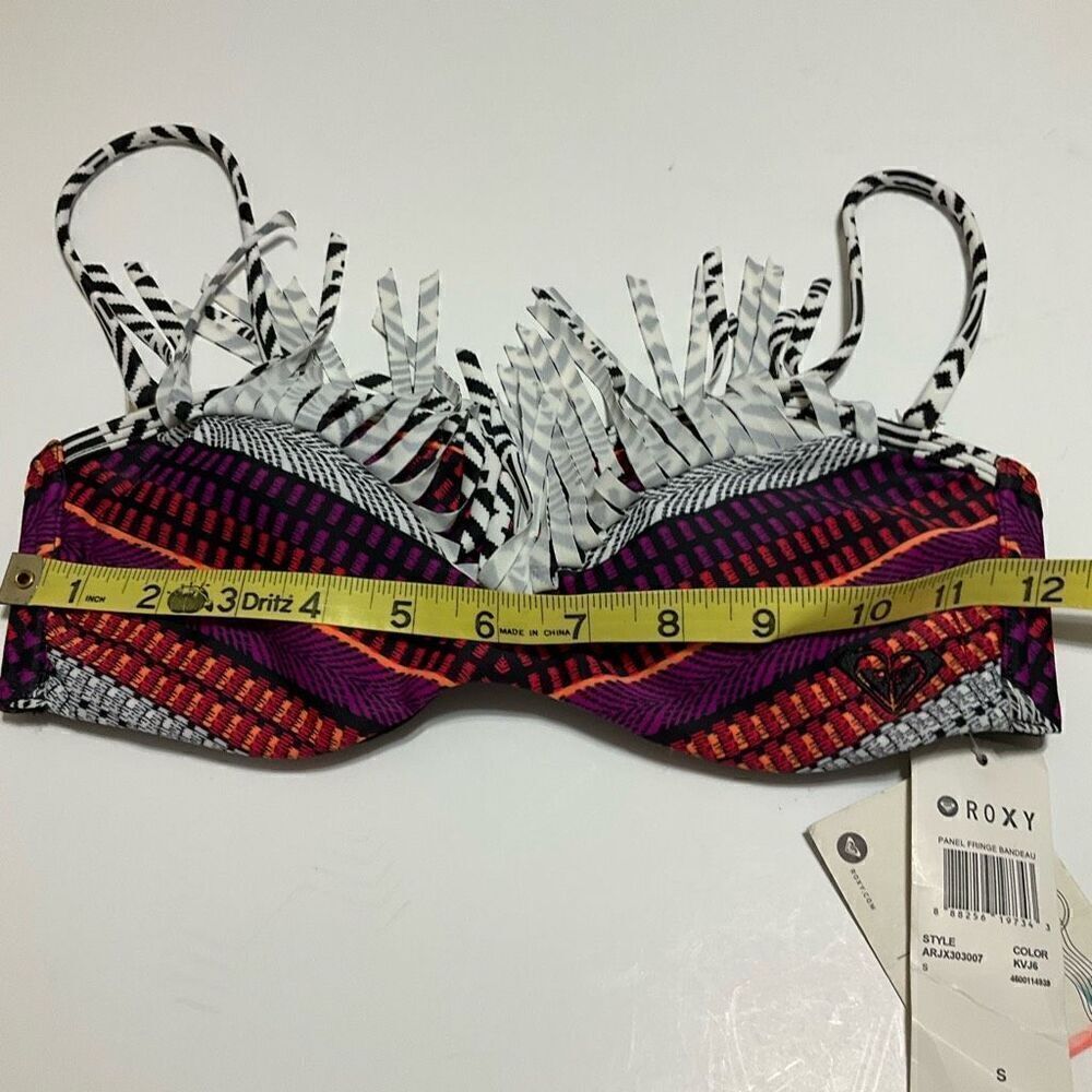 Roxy NWT Aztec Fringe Bandeau Bikini Top, S - Picture 6 of 16